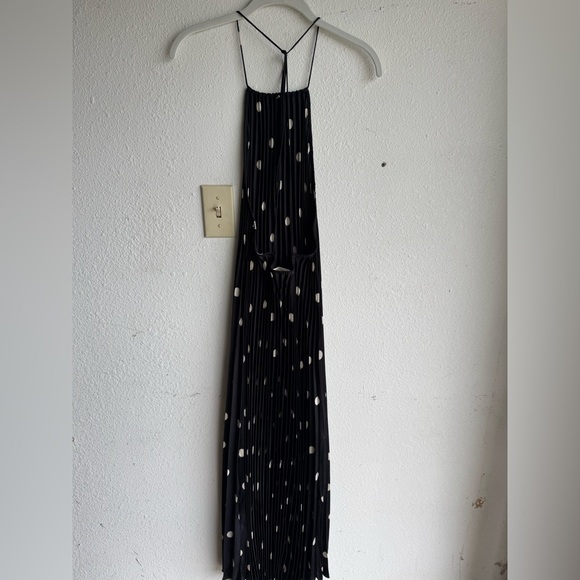 NEW Sezane Layla Dress Black Ecru Polka Dots size 2 Maxi Pleated - Picture 5 of 8